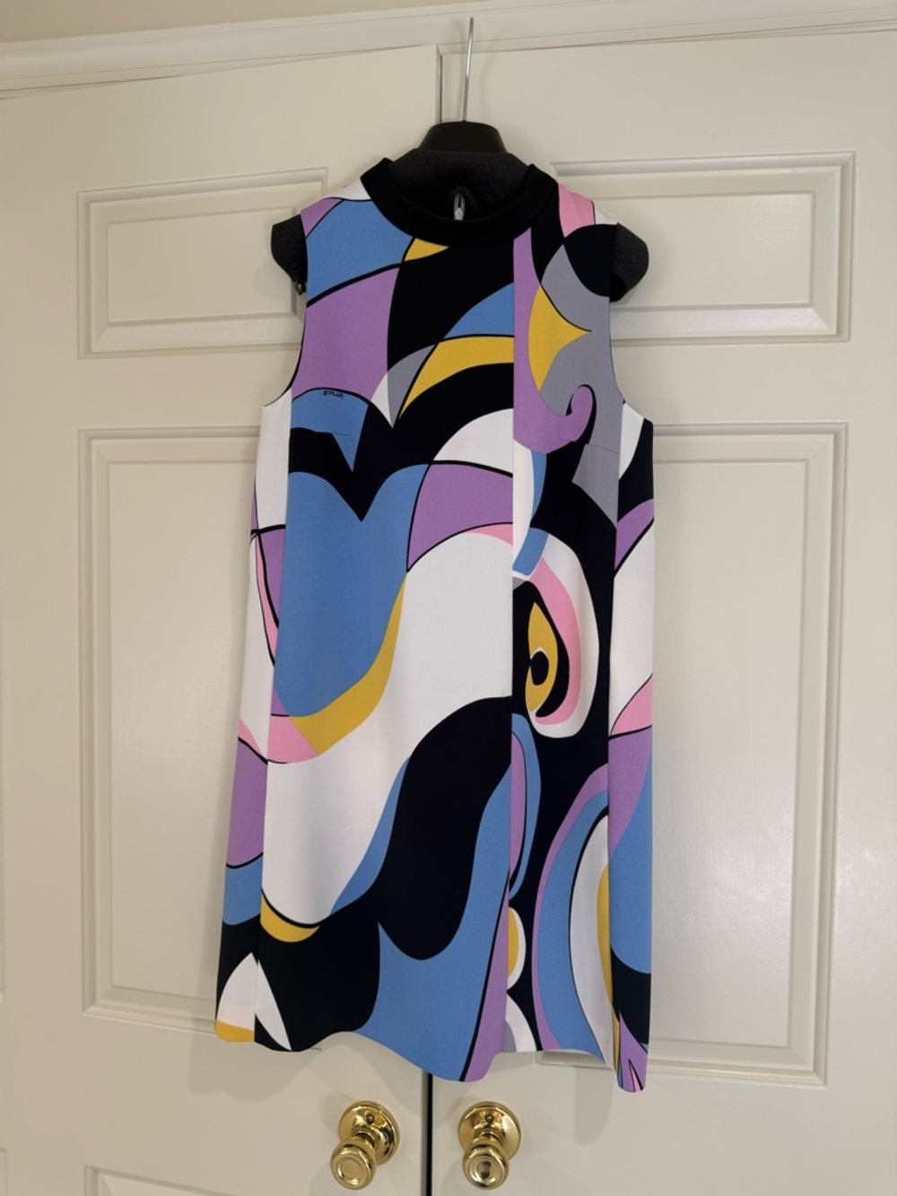 Sleeveless Abstract Print A-Line Dress in Multi-Color